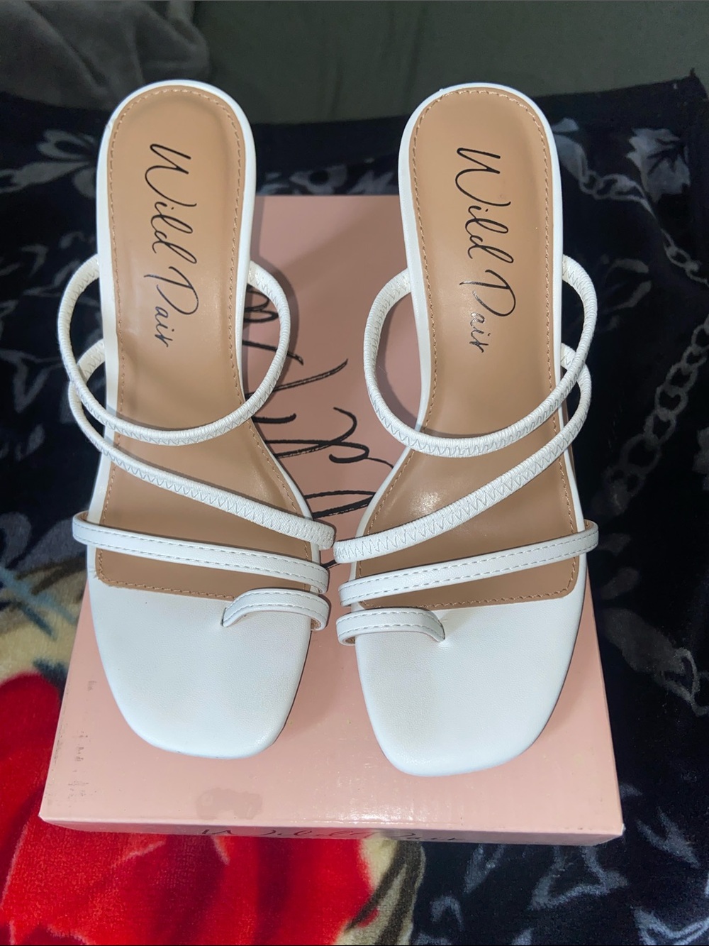 Wild Pair White Strappy Square-Toe Heels